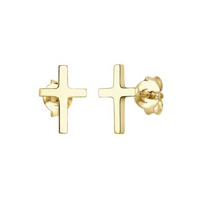 Elli PREMIUM Stecker Kreuz Taufe Kommunion Basic 375 Gelbgold OneSize Damen Image