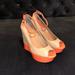 Jessica Simpson Shoes | Jessica Simpson Carrack Wedges Heels Orange Natural Leather Women’s Shoes Size 9 | Color: Orange/Tan | Size: 9