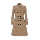 Anastasia - Womens Camel Wool and Cashmere Belted Winter Trench Coat Size 18