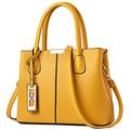 CHICAROUSAL Purses and Handbags for Women Leather Crossbody Bags Women's Tote Shoulder Bag, Yellow, M