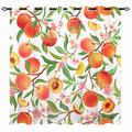 YUANZU Peach Curtains - Summer Vintage Tropical Fruits Leaves Flowers Watercolor Style Print Pattern Eyelet Blackout Thermal Insulated Window Drapes for Bedroom Living Room 2 Panels W229cm x D183cm