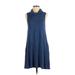 Socialite Casual Dress - A-Line High Neck Sleeveless: Blue Print Dresses - Women's Size Small