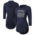 Women's Majestic Threads Navy Atlanta Braves 2021 World Series Champions Hilo 3/4-Sleeve Hoodie T-Shirt