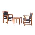Costway 3 Pieces Rattan Bistro Set with Acacia Wood Frame for Garden