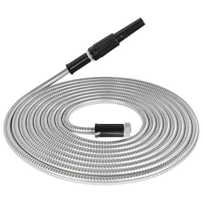 25/50/75/100FT Stainless Steel Garden Water Hose w/ Adjustable Nozzle