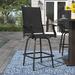 Red Barrel Studio® Corchado All-Weather PVC-Coated Polyester Swivel Patio Bar Height Stools w/ High Back & Armrests in Black | Wayfair