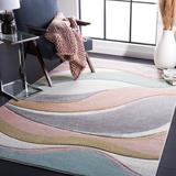 Blue/Gray 96 x 0.59 in Area Rug - Wade Logan® Dugway Abstract Gray/Pink/Cream Hues Area Rug, Polypropylene | 96 W x 0.59 D in | Wayfair