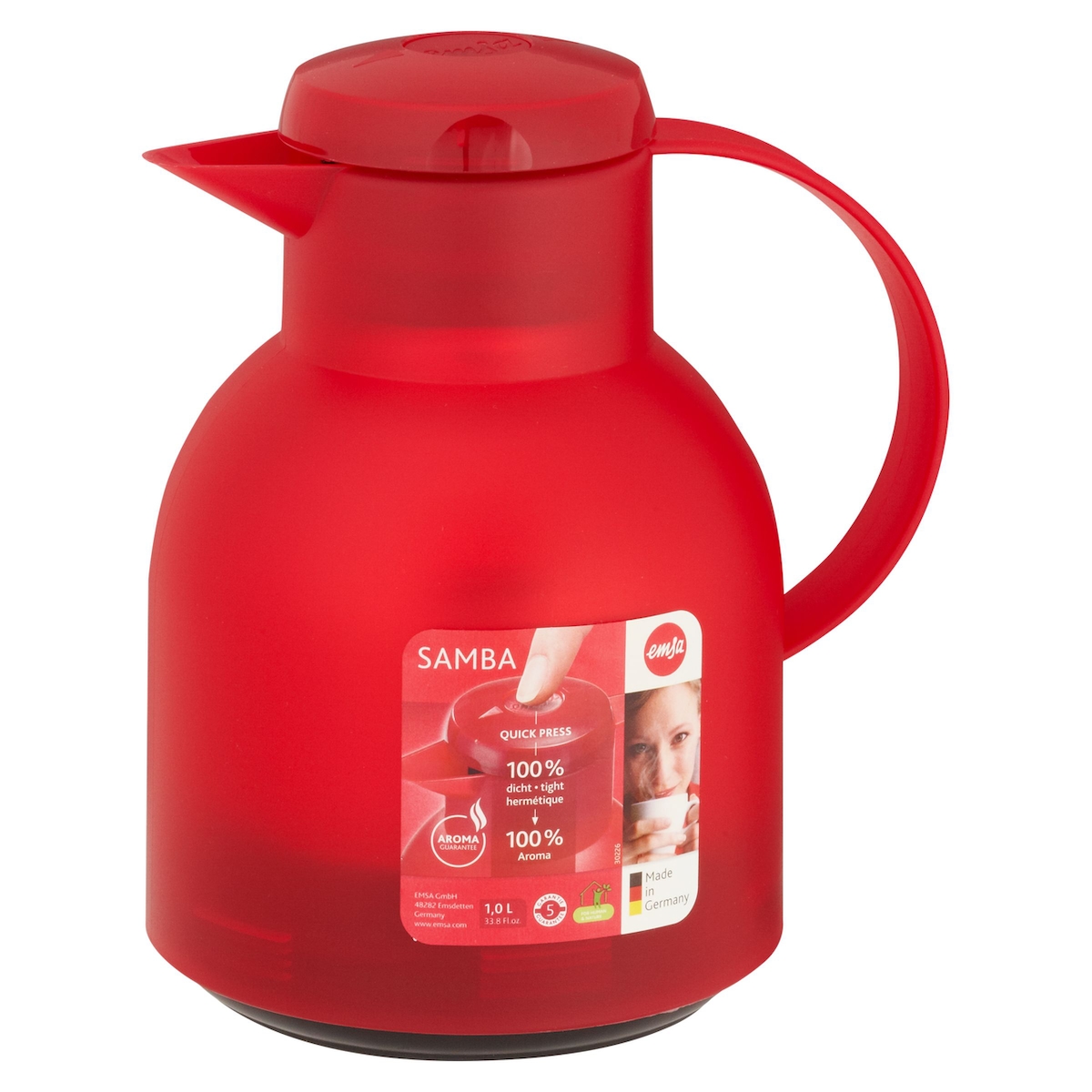 Emsa Isolierkanne Samba Quick Press Rot-Transluzent 1 l Polypropylen (PP) Image