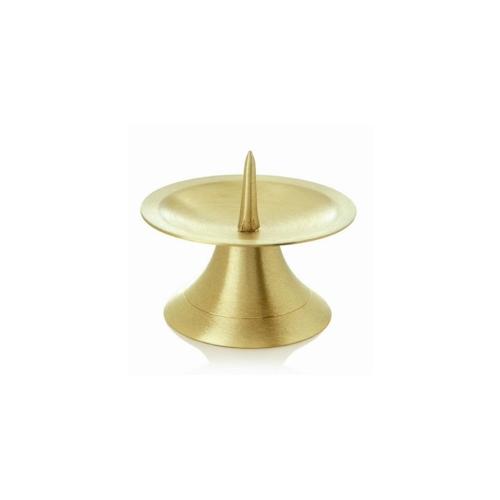 Hochzeitskerzenhalter Scheibenleuchter Messing Gold matt satiniert mit Dorn Ø 11 cm