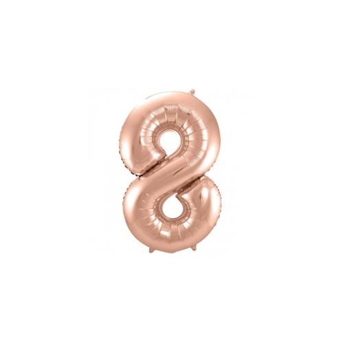 XL Folienballon Zahl 8 in rose-gold, 86 cm, 1 Stück, Helium Ballon (unbefüllt)