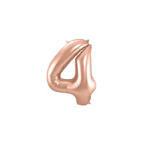 XL Folienballon Zahl 4 in rose-gold, 86 cm, 1 Stück, Helium Ballon (unbefüllt) – Luftballon