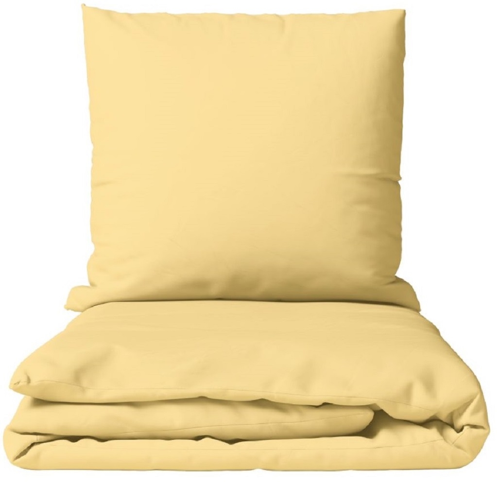 Leonado Vicenti Bettwäsche Baumwolle 155x220 + 80x80 cm Einfarbig Uni Beige mit Reißverschluss Image