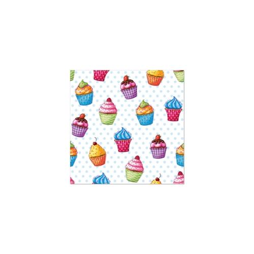 „Papstar 20 Servietten, 3-lagig 1/4-Falz 33 cm x 33 cm „“Cupcakes“““