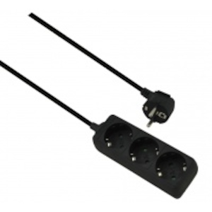 Helos Steckdosenleiste CLASSIC, 3-fach, schwarz, 1,5m, ohne Schalter Image