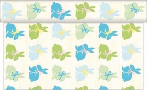 Sovie HOME Tischläufer Ruby in Pastell aus Linclass® Airlaid 40 cm x 4,80 m, 1 Stück - Hasen Frühling Ostern Image