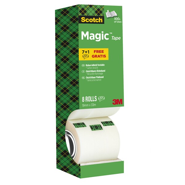 Scotch Magic Klebeband 810 19 mm x 33 m Matt Unsichtbar Vorteilspack 7 Rollen + 1 GRATIS Image