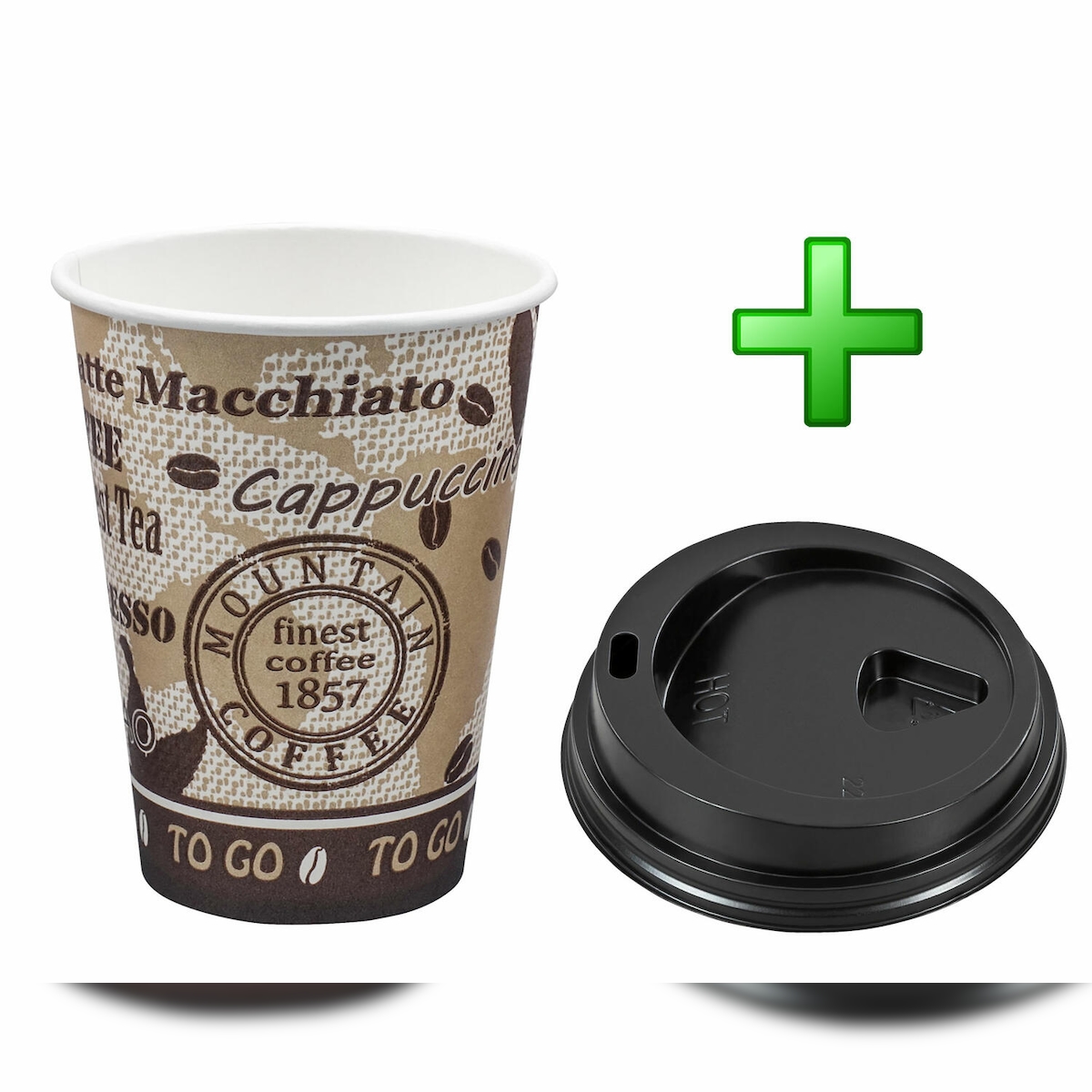 VEPATIM 75x Kaffeebecher Premium mit Deckel "Coffee to go" Pappe besch. 250 ml Image