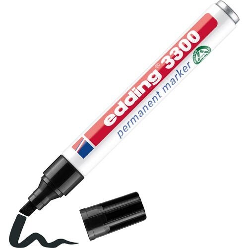 edding 3300 Permanentmarker 100% Recycelt Breit Keilspitze 1 - 5 mm Schwarz Nachfüllbar Wasserbeständig Image