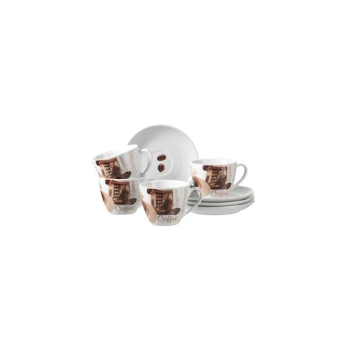 MÄSER Set 4 Cappuccinotassen mit Untere, 200 ml, WEISS/BRAUN, 922250