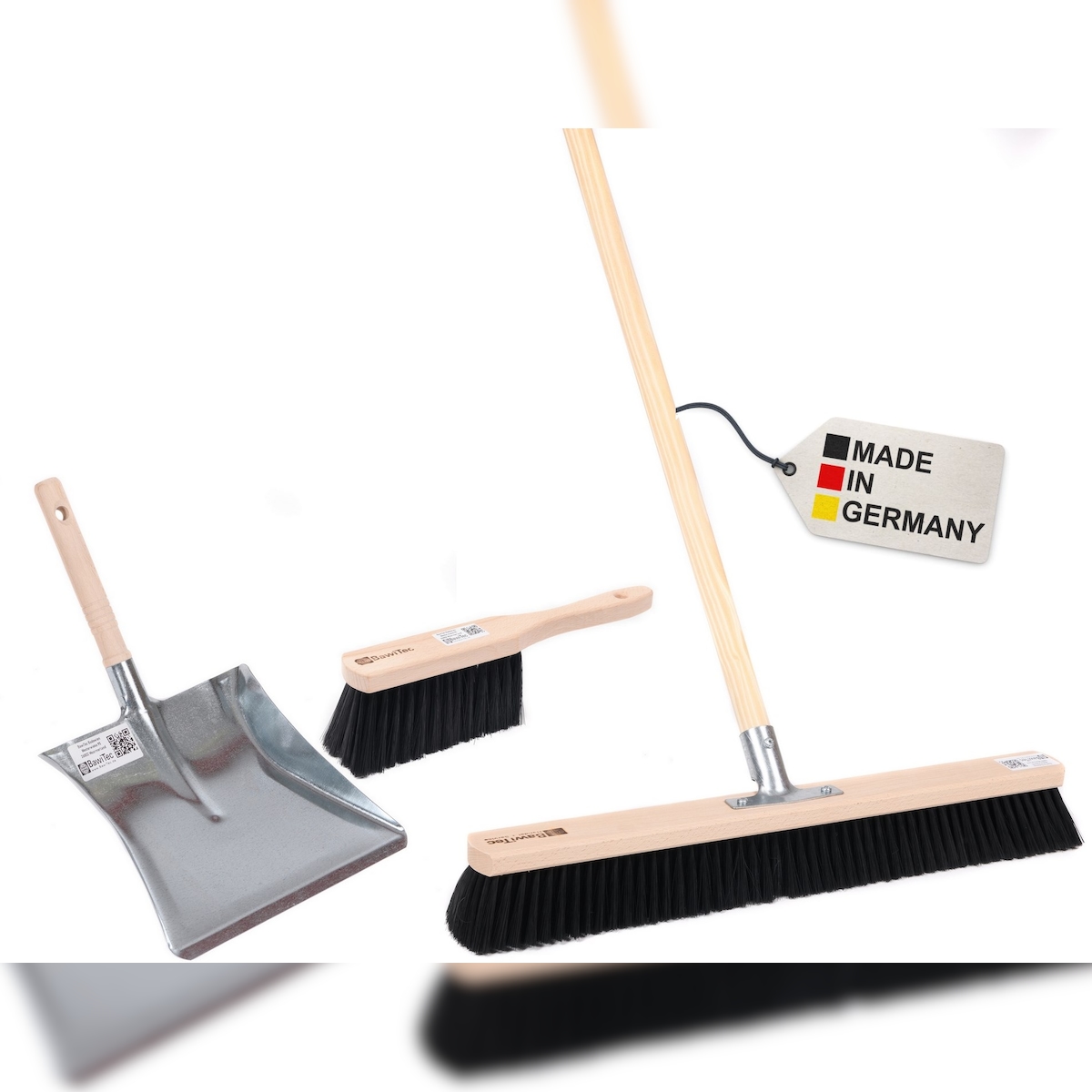 Profi Kehrbesen Set Kehrset Besen 60cm Breit Saalbesen mit Stiel 140cm Lang Kehrgarnitur schwarze Kunsthaar Borsten Image