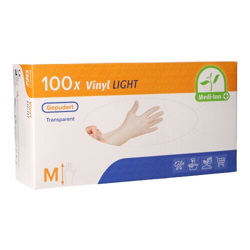 Medi-Inn® PS 100 "Medi-Inn® PS" Handschuhe, Vinyl gepudert "Light" transparent Größe M Image