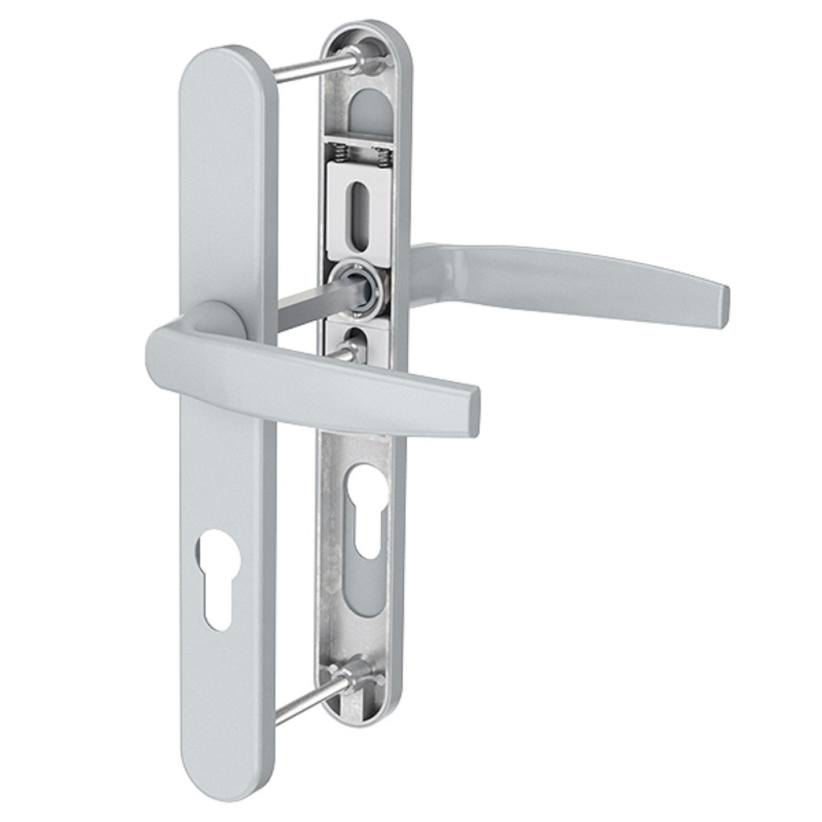 MS Beschläge Silberne Schmalrahmengarnitur 72mm PZ Türdrücker Drücker/Drücker TS 55-70mm Image