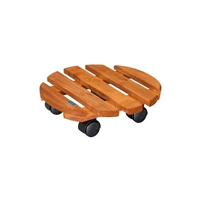 WAGNER Pflanzenroller COUNTRY Ø 30 x 8 cm, für innen, Holz geriffelt, kastanie, Tragkraft 100 kg, EU Ware - 20018201