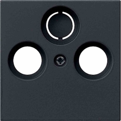 Gira System 55 Zentralplatte, Koaxial-Antennensteckdose, schwarz, Befestigung mit Schraube, ohne Beschriftungsfeld, 0869005 Image