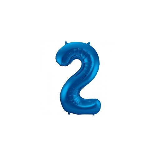 XL Folienballon Zahl 2 in blau, 86 cm, 1 Stück, Helium Ballon (unbefüllt) – Luftballon