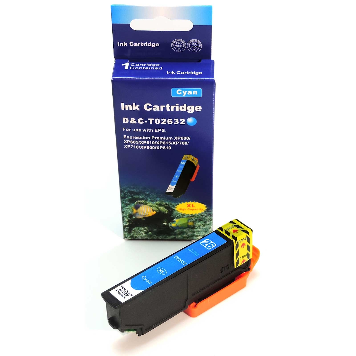 Kompatibel Epson T2632, Eisbär, 26XL, C13T26324010 C Cyan Blau Druckerpatrone für 700 Seiten von D&C Image