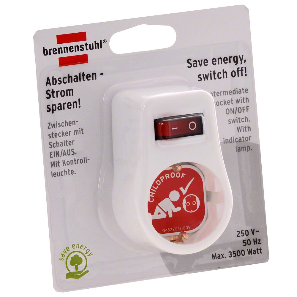 Brennenstuhl Steckdosen-Adapter mit Schalter, weiß Image