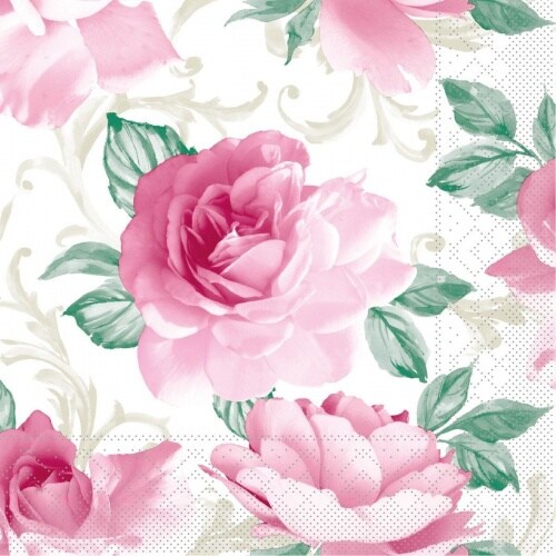 Mank Serviette aus Tissue - Rosalie in Bordeaux, 40x40 cm, 100 Stück - Floral Blumen Rosen Aquarell Image