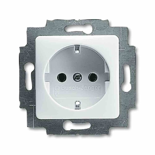 Busch-Jaeger Reflex SI Steckdose, 1f, alpinweiß, glänzend, Geräteeinbaukanal, horizontal/vertikal, IP20, Überspannungsschutz, Zentralplatte Image