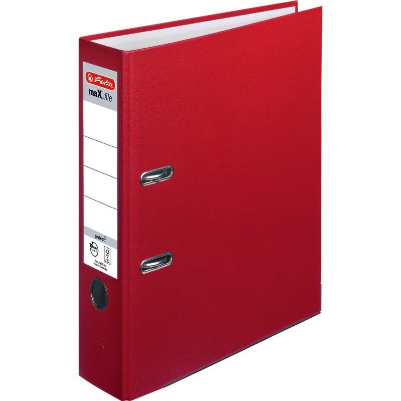 herlitz maX.file protect Ordner mit Folieneinband DIN A4, Rückenbreite 80 mm, rot Image