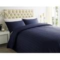 ASAB 250TC Thread Count 100% Egyptian Cotton Modern Linear Sateen Stripe Luxury Bed Duvet Quilt Cover Hotel Quality Bedding Set With Pillow Cases - King - Navy