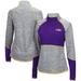 Women's Colosseum Heathered Gray/Purple LSU Tigers Color Block Space-Dye Raglan Quarter-Zip Top