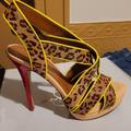 Jessica Simpson Shoes | Jessica Simpson Animal Print High Heel Sandal With Box Size 7.5 | Color: Brown/Yellow | Size: 7.5