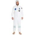 Nasa Onesie Pyjama, Astronaut Fleece Onesies for Adult, Space Gifts for Men (White, L)