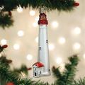 Old World Christmas Cape May Lighthouse Hanging Figurine Ornament Glass in Gray/Red | 4.75 H x 1.5 W x 1 D in | Wayfair 20115