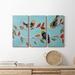 Winston Porter Bitty Birds II - 3 Piece Wrapped Canvas Painting Set Canvas in Brown | 27 H x 54 W x 1 D in | Wayfair