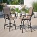 Red Barrel Studio® Corchado All-Weather PVC-Coated Polyester Swivel Patio Bar Height Stools w/ High Back & Armrests in Brown | Wayfair