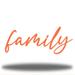 Gracie Oaks Demus Family Cursive Word Metal in Orange | 7.25 H x 18 W x 0.0625 D in | Wayfair 59D9111E6CB944F5B6C27F6014B292A3