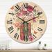 Designart 'Vintage Old Books With Wildflowers' Farmhouse Wood Wall Clock