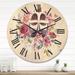 Designart 'Vintage Oxford Shoes With Wildflowers' Farmhouse Wood Wall Clock