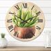 Designart 'Succulent Flower In Terracotta Pot I' Traditional Wood Wall Clock