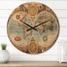 Designart 'Ancient Map of The World VIII' Vintage Wood Wall Clock