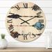 Designart 'Ethnic Feathers and Flowers On Native Arrows IV' Bohemian & Eclectic Wood Wall Clock