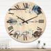 Designart 'Ethnic Feathers and Flowers On Native Arrows I' Bohemian & Eclectic Wood Wall Clock