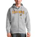 Men's Antigua Heathered Gray Minnesota Vikings Wordmark Victory Full-Zip Hoodie