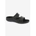 Wide Width Women's Cruize Footbed Sandal by Drew in Black Leather (Size 9 1/2 W)